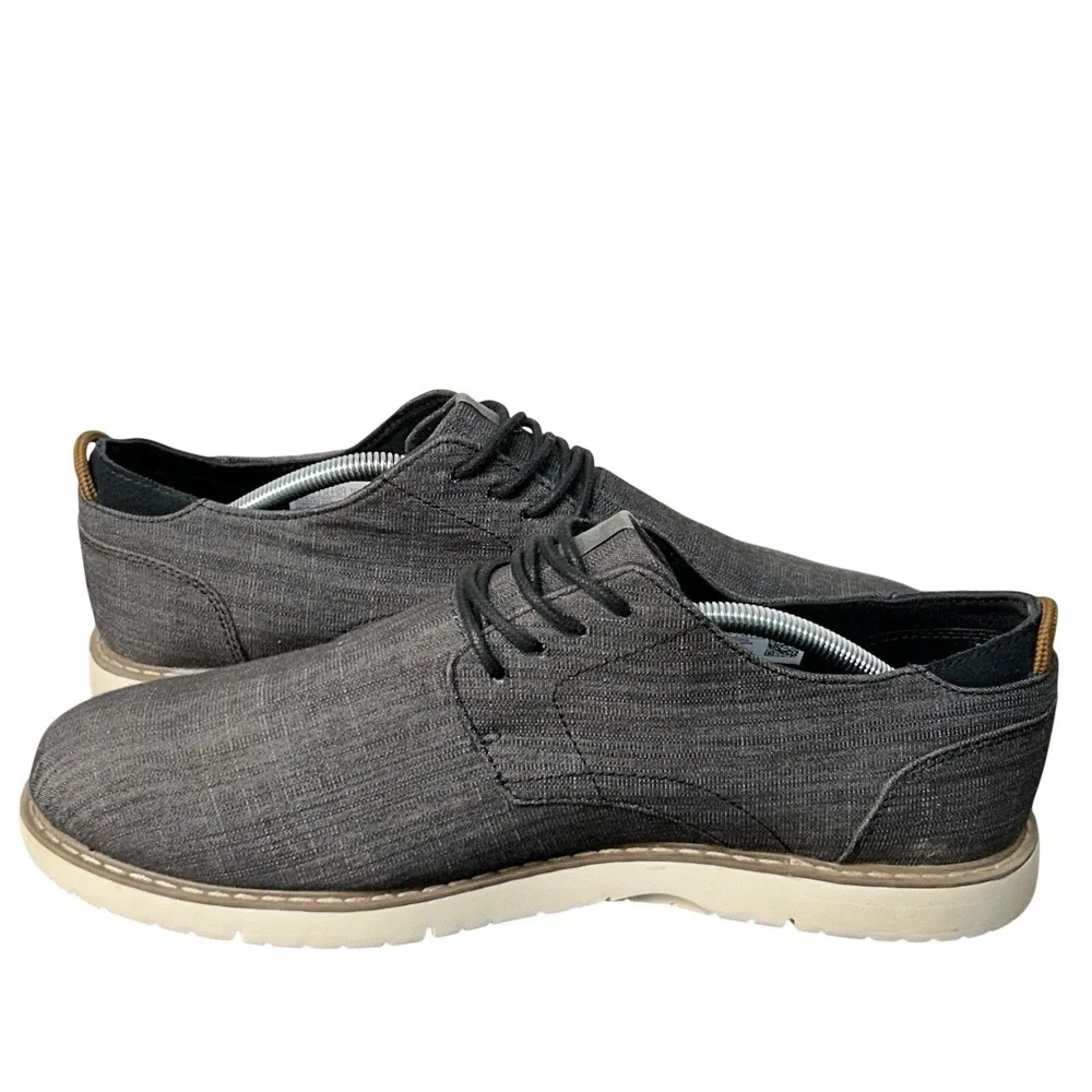 TOMS Shoes Men's Navi‎ Oxford Sneakers Gray Canvas Lace Up Round Toe Shoes Sz 12